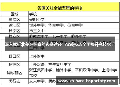 深入解析北美洲杯赛的参赛途径与实战技巧全面提升竞技水平
